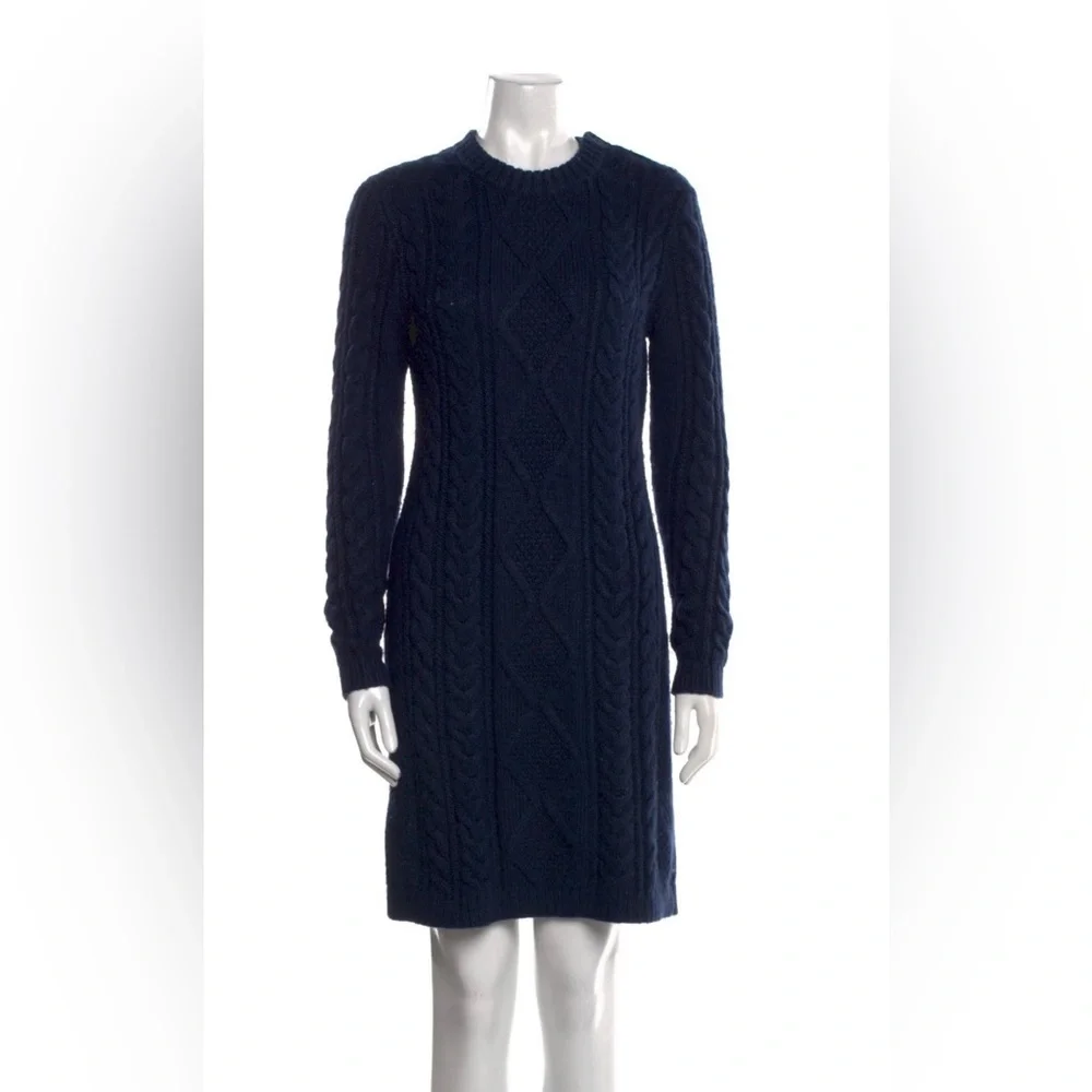 Polo Ralph Lauren Navy Cable Knit Sweater Dress - 100% Merino Wool - size L - Picture 4 of 7